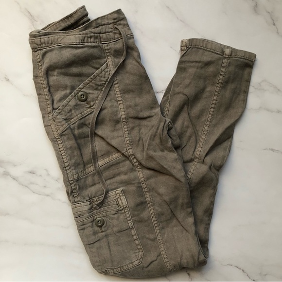 American Eagle Outfitters Olive Cargo Linen Blend Pant - Picture 5 of 14